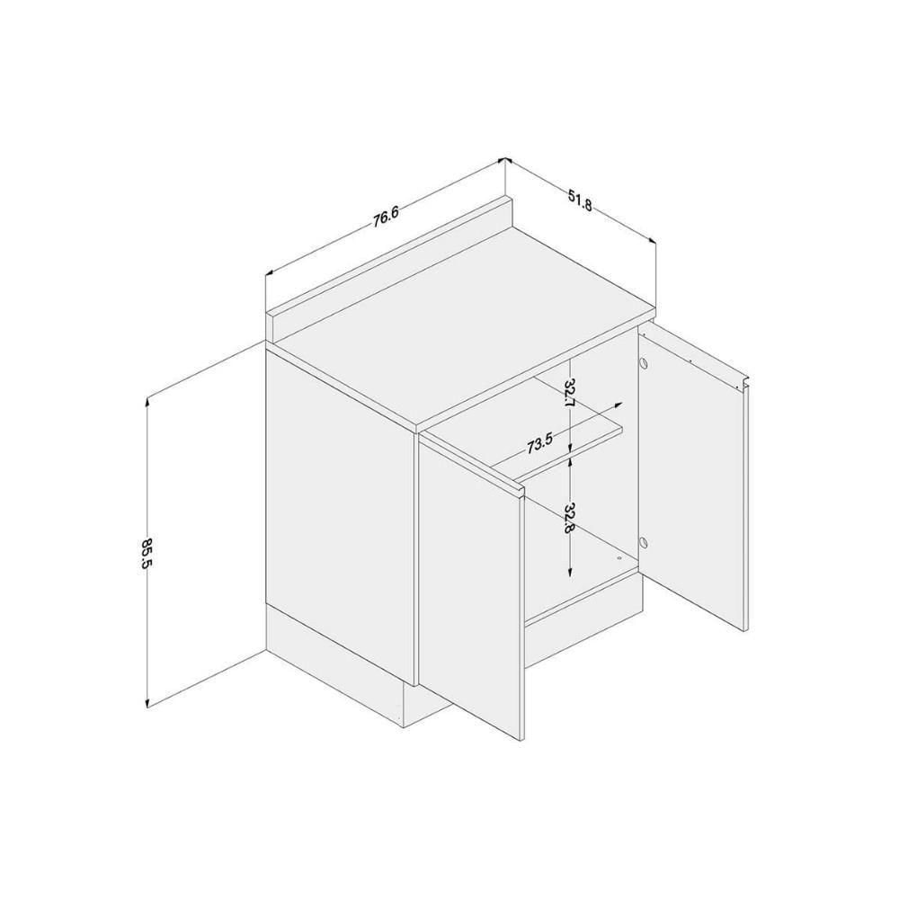 Balcão De Cozinha Modulado Campanele Com 2 Portas 76cm Castanho Cinza Politorno