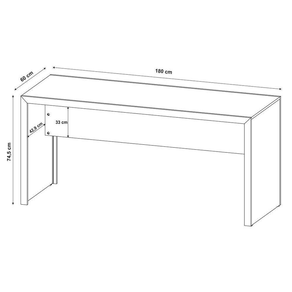 Mesa Multiuso Escritório Me4185 180cm Preto Tecno Mobili