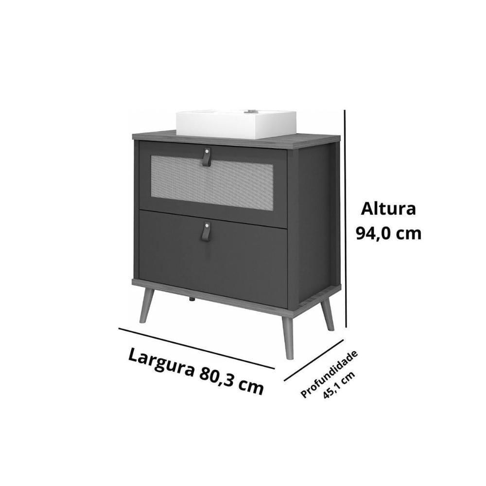 Balcão P- Banheiro Vêneto 1 Porta E 1 Gaveta C- Cuba 80cm Pistache-freijo - Mgm