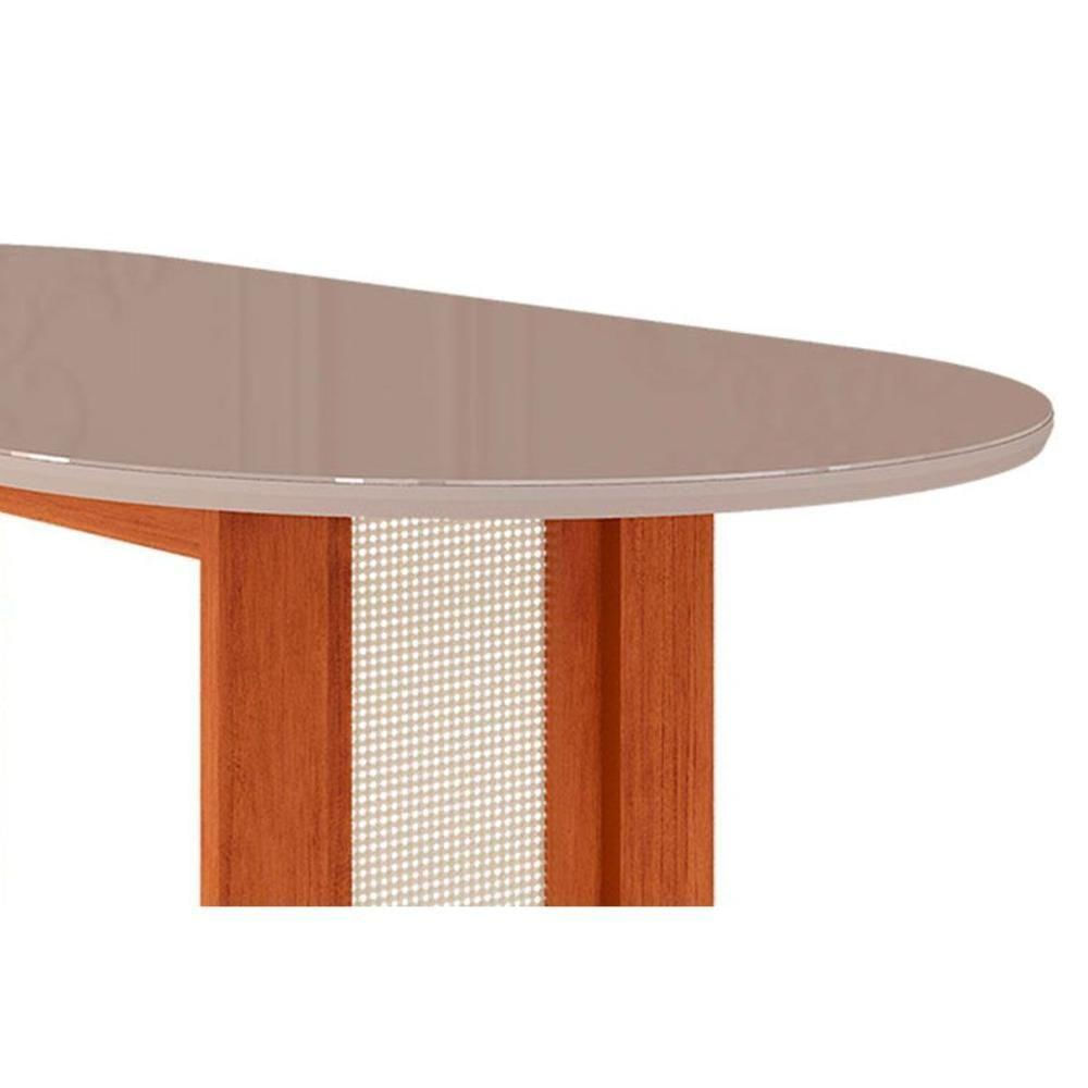 Mesa Para Cozinha Valentina Com Tampo Madeirado Oval 210x100cm Cinamomo Off White Cimol