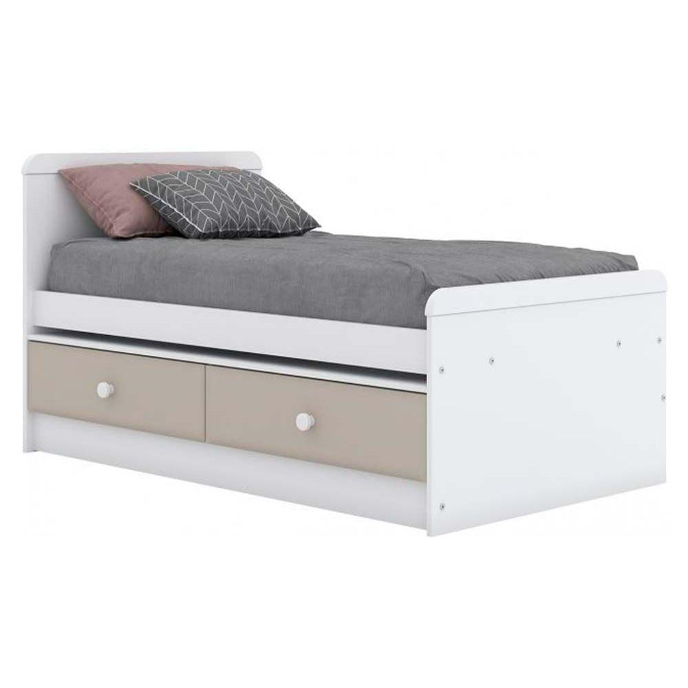 Berço - Mini Cama Infantil Aquarela 3 Em 1 C- 2 Gavetas + Colchão Castor Cristal-branco - Henn