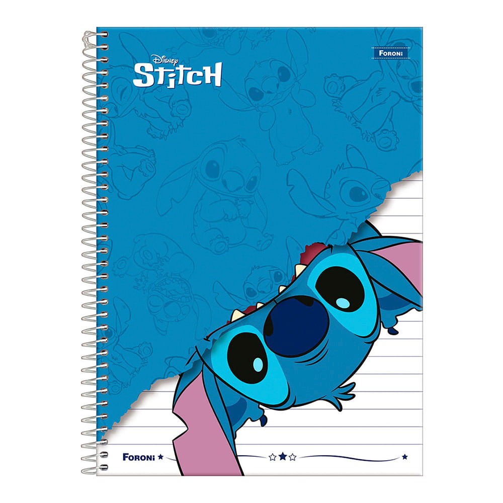 Caderno Universitário Foroni Espiral Capa Dura Disney Stitch 1 Matéria 80 Folhas - Item Sortido