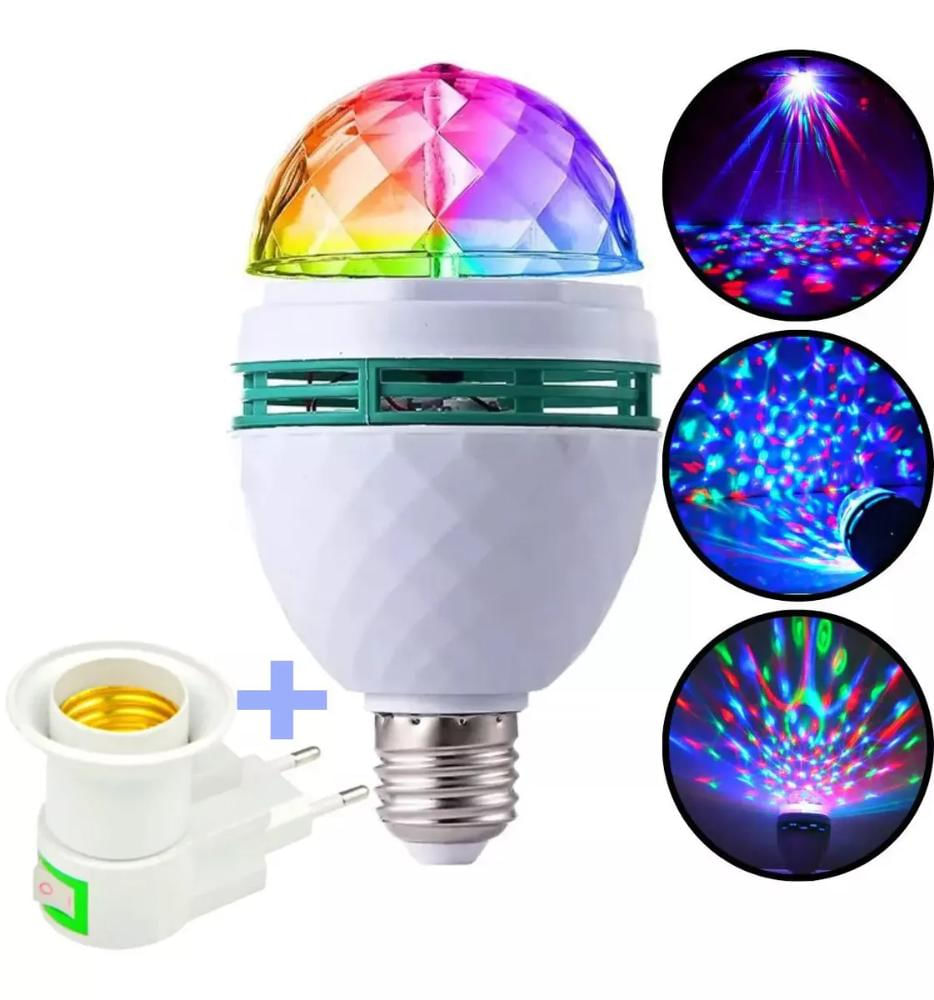 Lâmpada Led Giratória Colorido RGB Com Adaptador LU0017XC