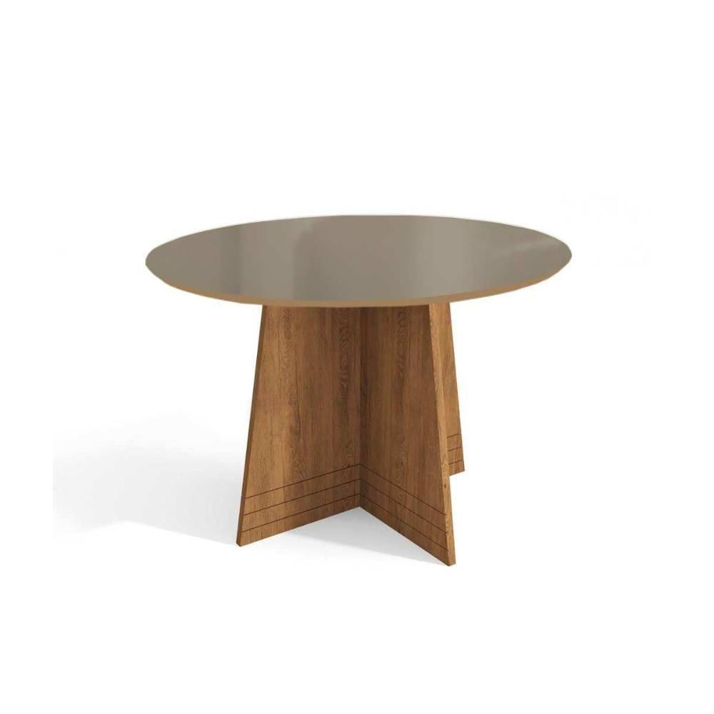 Mesa Para Cozinha Lótus Com Tampo Madeirado Com Vidro 105x105cm Freijo Bronze Kappesberg