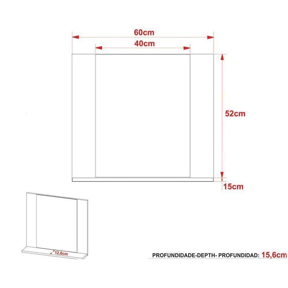 Conjunto De Banheiro Balcão Suspenso Bn3601 S- Cuba 80cm E Armário C- Espelho Bn3610 Mármore Branco - Tecno Mobili