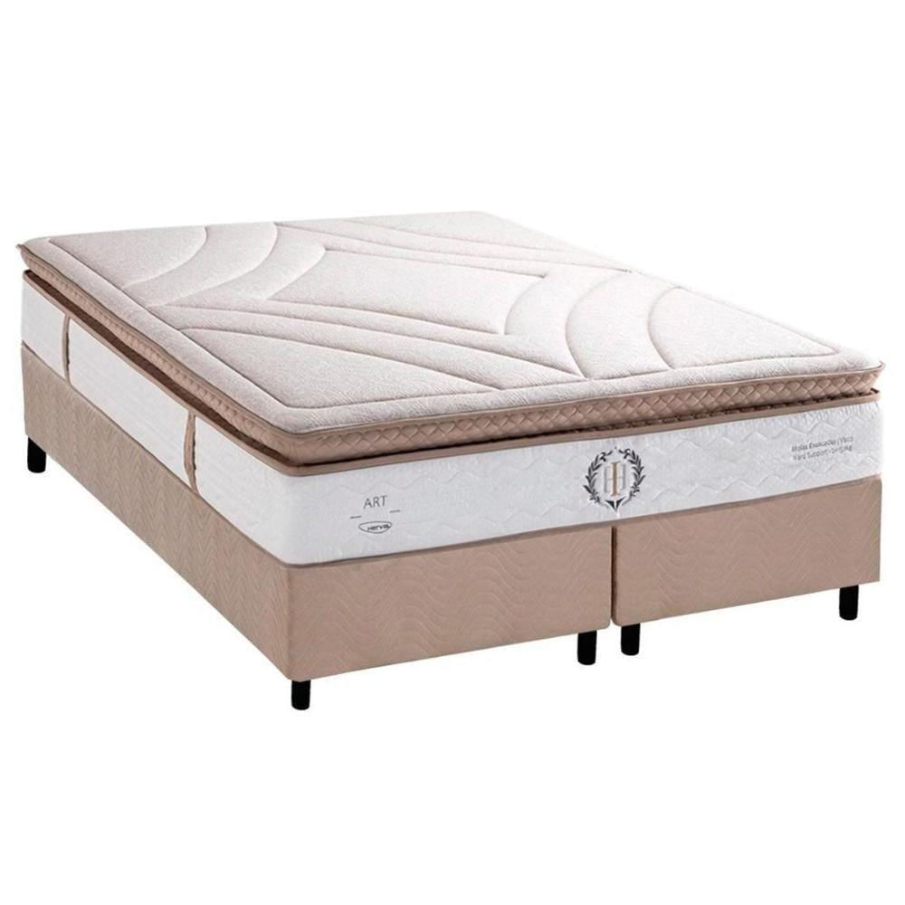 Cama Box King: Colchão Molas Ensacadas Herval Poseidon Plus C1954 + Base Crc Suede Clean (193x203x34)