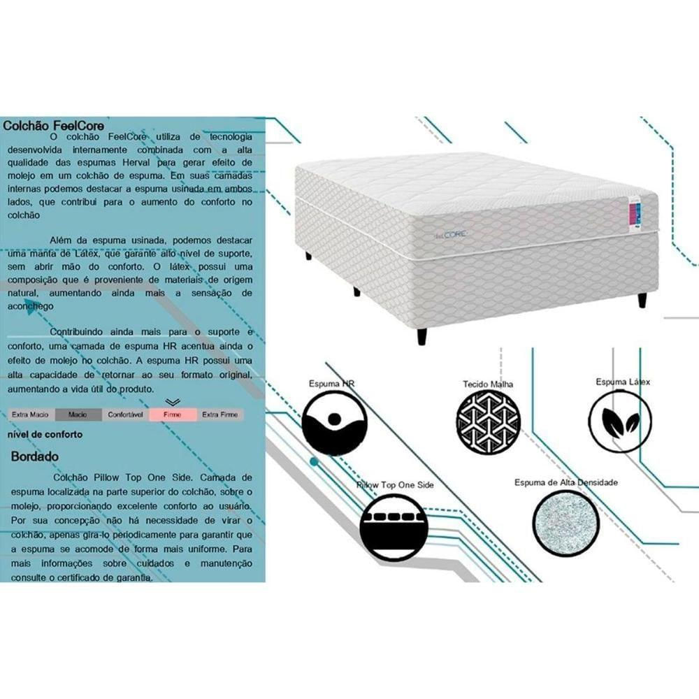 Cama Box Baú Casal: Colchão Espuma D45 Herval D33 - Ag 65 Feelcore + Base Crc Courano White (138x188)