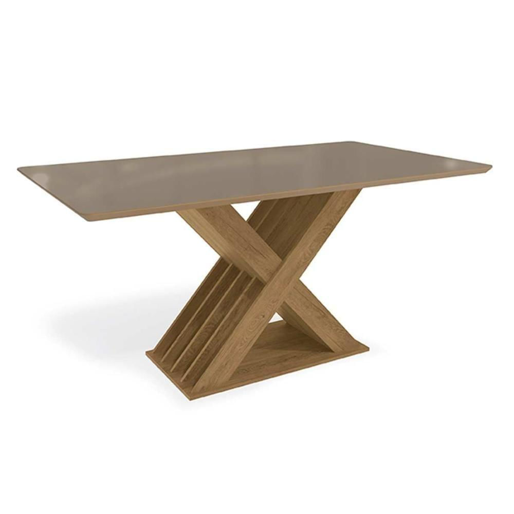 Mesa Para Cozinha Graviola Com Tampo Madeirado Com Vidro 160x90cm Freijo Bronze Kappesberg