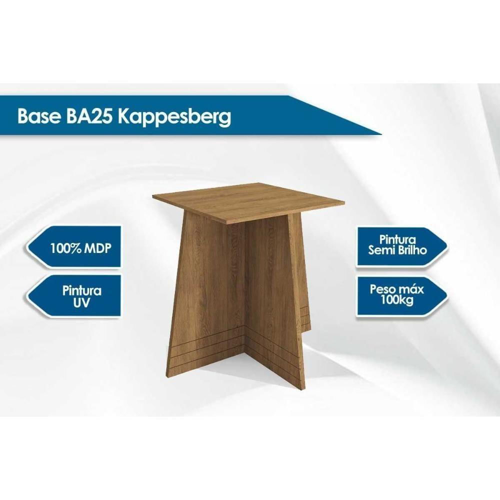 Mesa Para Cozinha Lótus Com Tampo Madeirado Com Vidro 105x105cm Freijó Preto Fosco Kappesberg