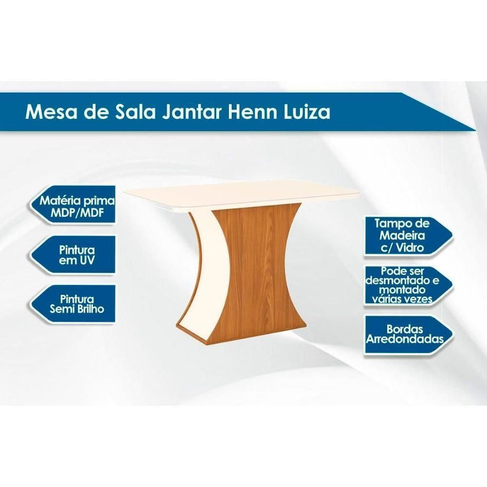 Conjunto Mesa De Cozinha Luiza Com Tampo De Vidro 120x80cm E 4 Cadeiras Isa Nature Off White Suede Marrom Henn