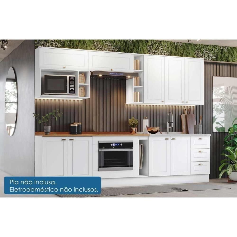 Balcão De Cozinha Modulado Com Tampo Americana Para Forno De Embutir 80cm Branco