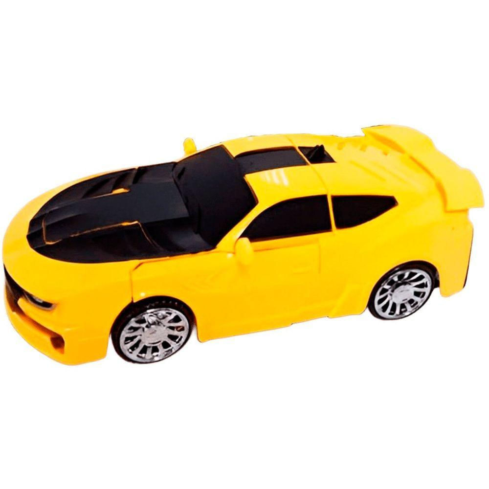 Carro Robô Brinquedo Elétrico Amarelo Transformers Som Leds