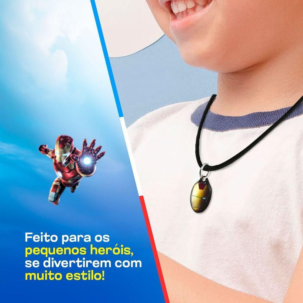 Colar Infantil Menino + Pingente Qualidade Premium Iron Man Moda Homem De Ferro Ajustavel Heroi