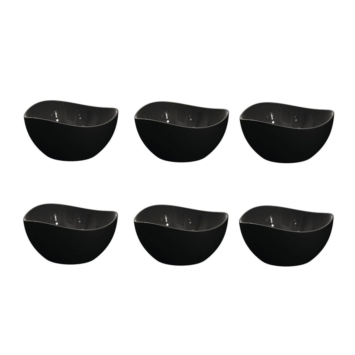 Tigela Bowl Jogo de Sobremesa Cremeira Pote Preto 6un