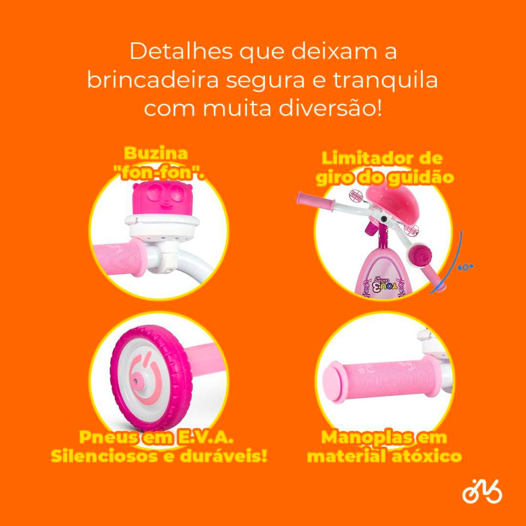 Triciclo Infantil Menina Velotrol Motoquinha Com Pedal Motoca Bebê Nathor You Girl Rosa