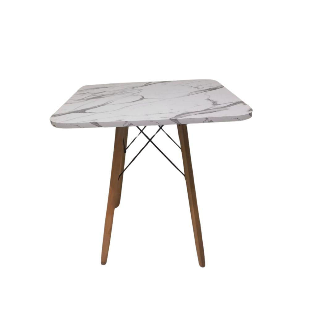 Mesa De Jantar Quadrada Eames Eiffel 90 Cm Borda Arredondada - Estilo Granito