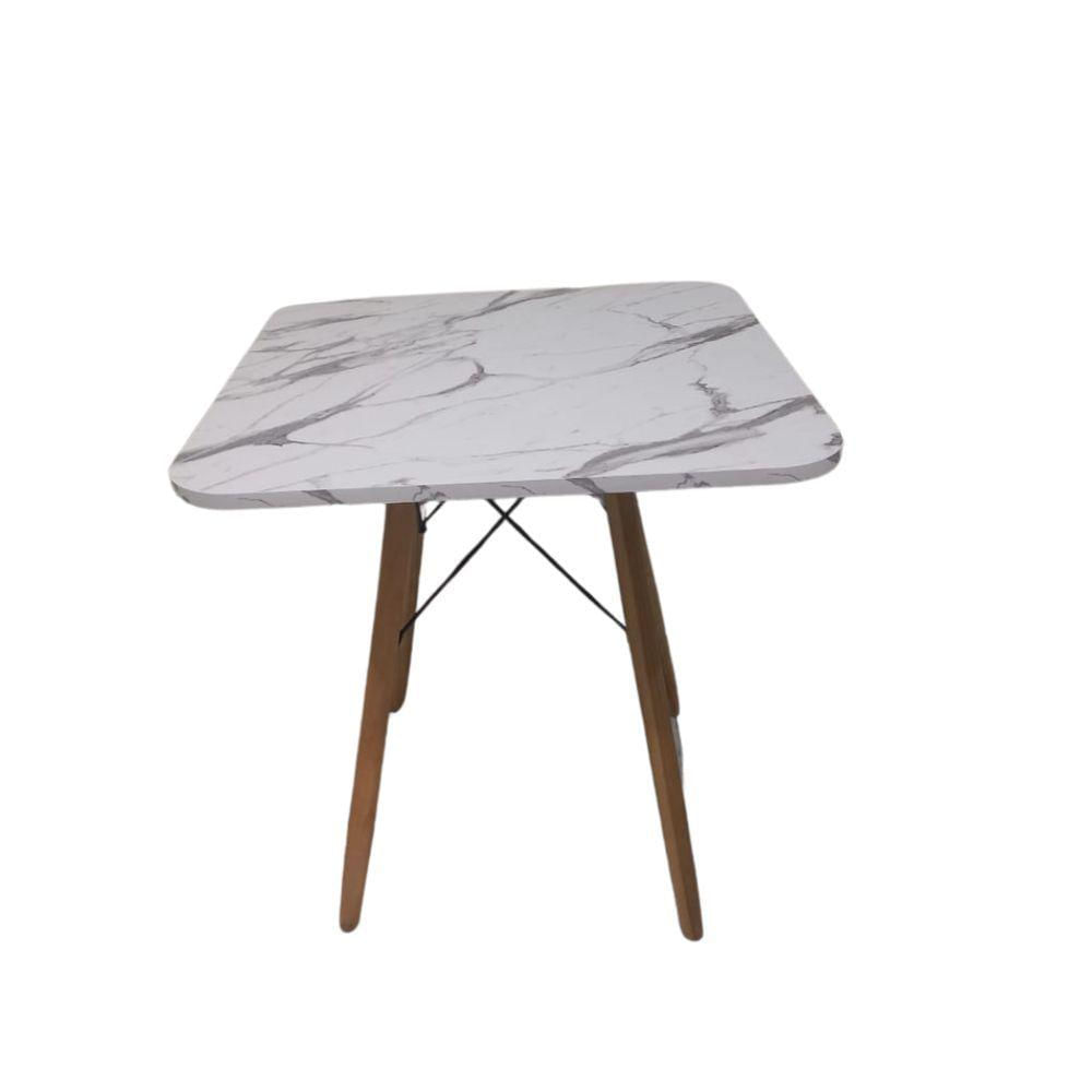 Mesa De Jantar Quadrada Eames Eiffel 80 Cm Borda Arredondada - Estilo Granito