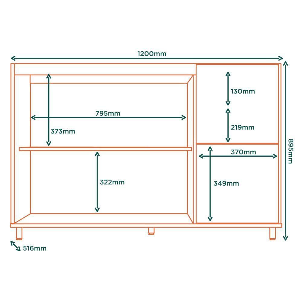 Balcao Para Pia Sem Tampo Mdf 120 Cm Tosc Bt003 Freijo Off White Mxm Freijo Off White