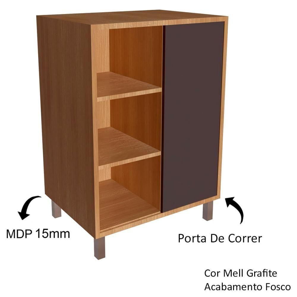 Gabinete 1 Porta Correr 60 Cm Espelheira Cj7250 Mell Grafite Faem Mell Grafite