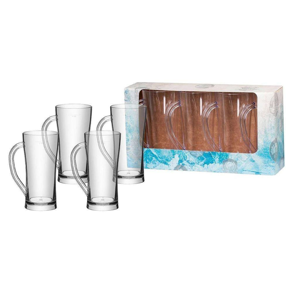 Kit 4 Copos Caneco Chopp 300ml Caixa Presente Aniversário