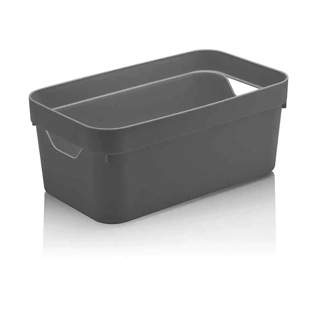 Cesto Organizador Martiplast Cube em Plástico Cinza com Alças 29,5x16,5x12,5cm