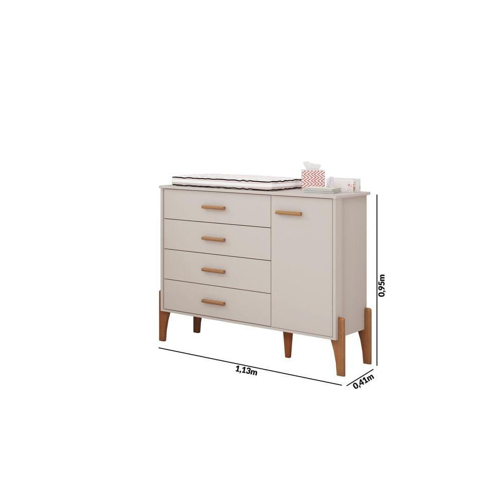 Jogo Quarto De Bebê Berço Mini Cama Gaveteiro Iris 100% MDF Off White