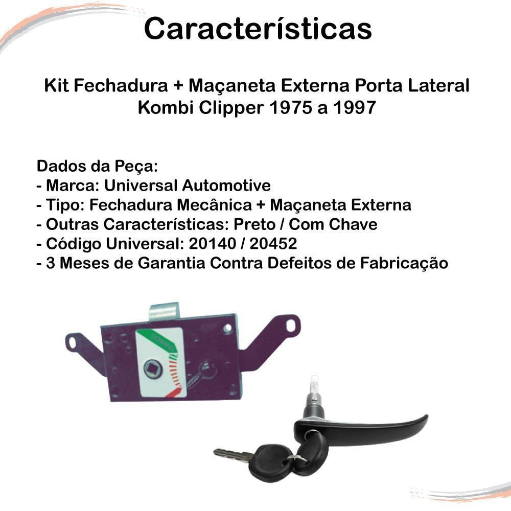 Kit Maçaneta Preta + Fechadura Pta Lat Kombi Clipper 75 A 96 - Un / 2 [f103]