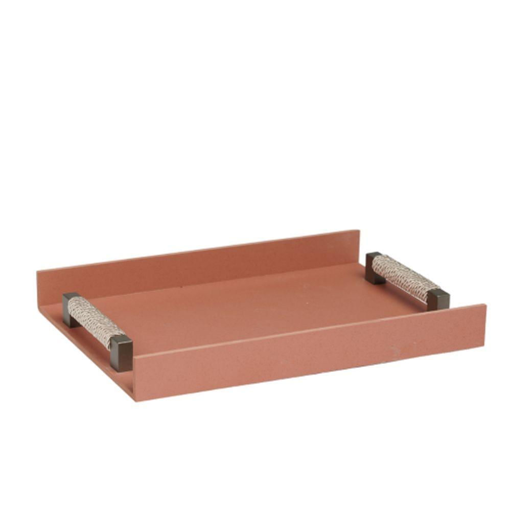 Bandeja Mdf Decorativa Alça Cordão 40x30cm Terracota