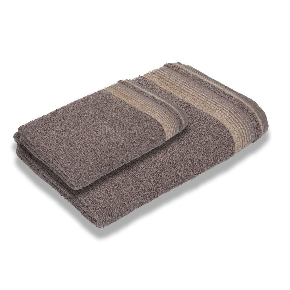 Jogo Com 2 Toalhas Luxury Soft Beka 360 G m² 1 Banho + 1 Rosto Luxo Cinza