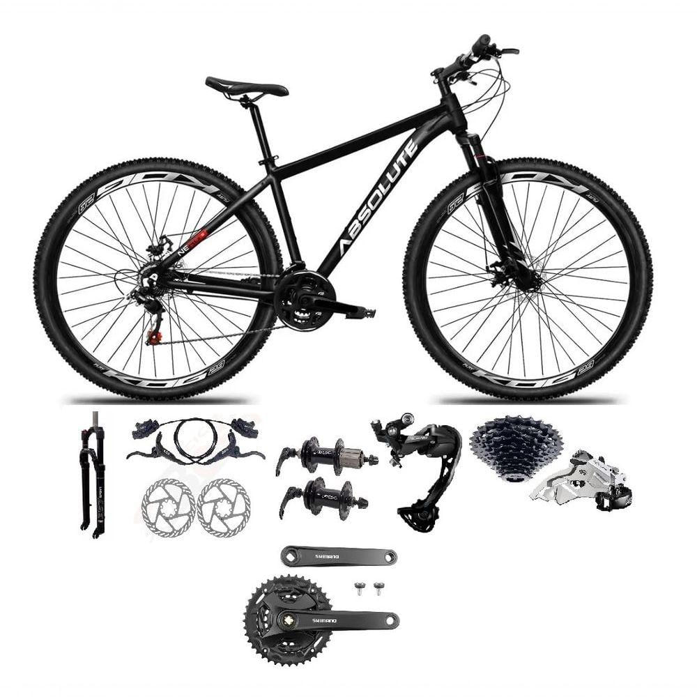 Bicicleta Aro 29 Absolute Nero 5 Câmbio Traseiro Shimano Alívio E Altus 27v Freio Hidráulico Garfo Trava Preto Tam 17