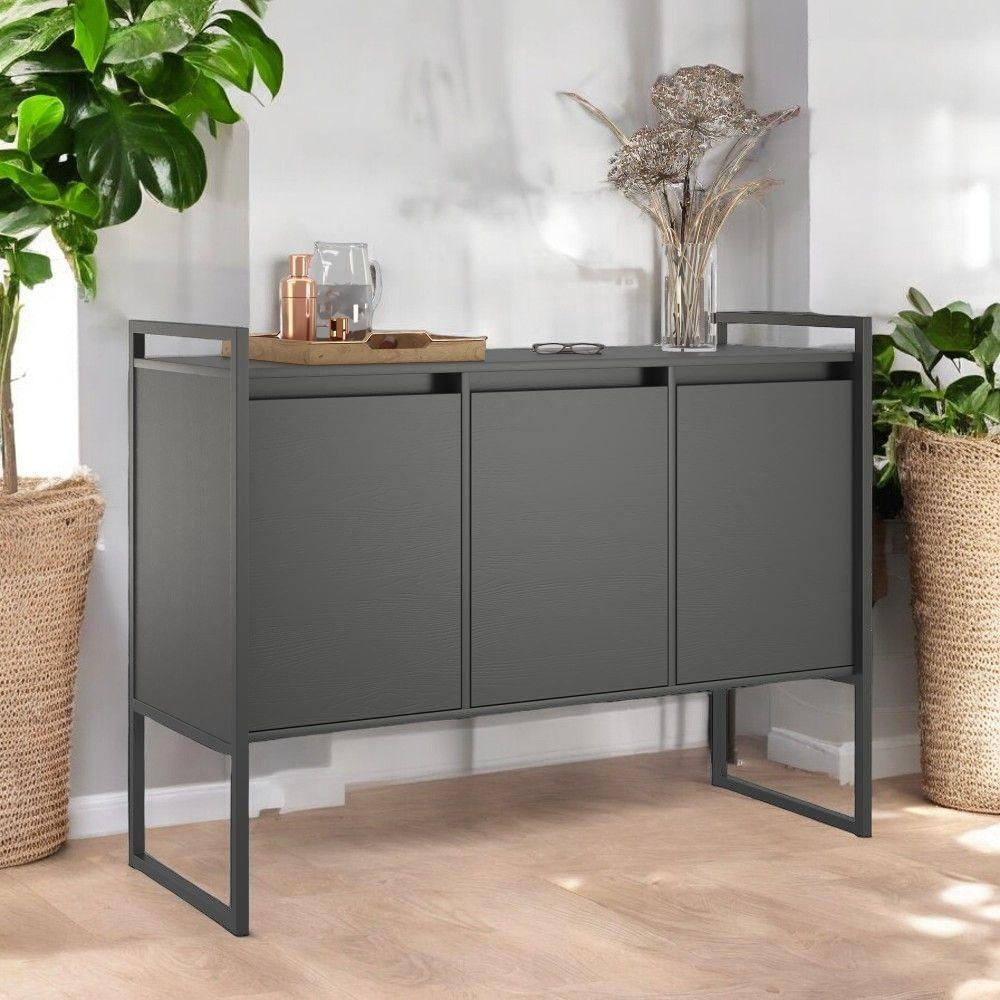 Buffet 3 Portas Aparador Londres - Preto Onix Preto Onix