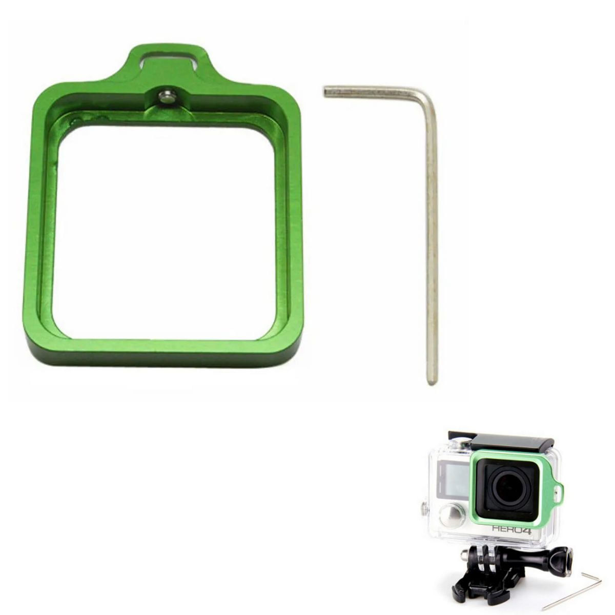 Proteção Anel Metálico Verde para Caixa Estanque de GoPro 3+ e 4