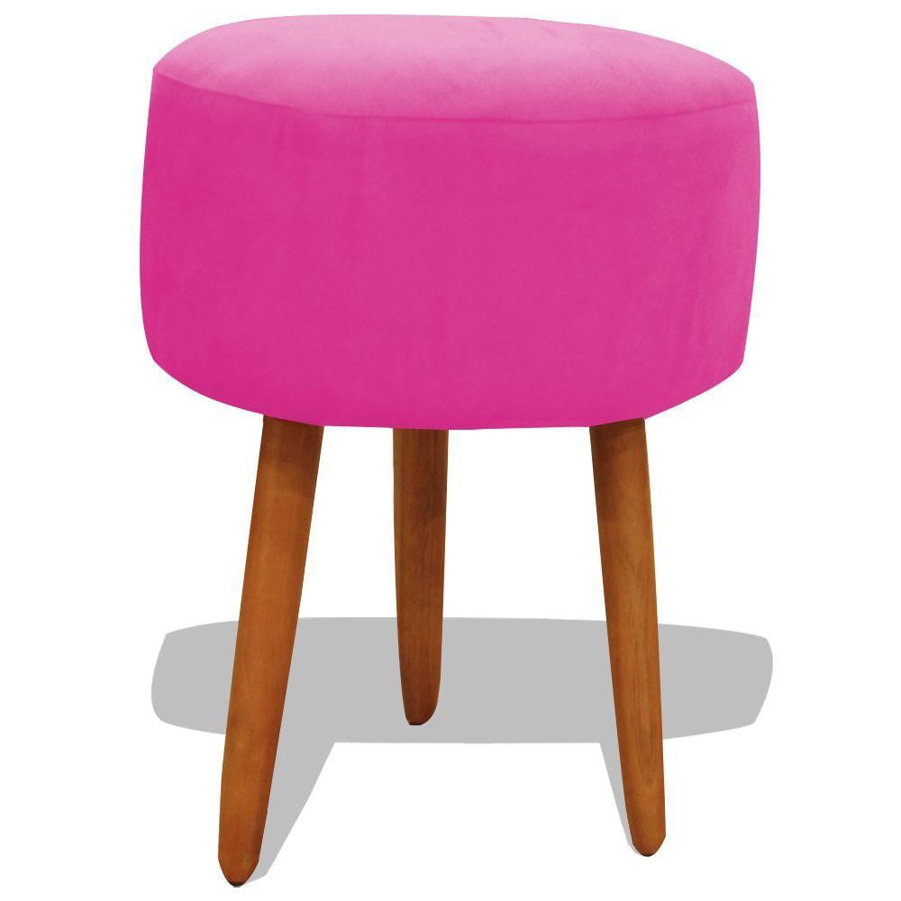 Puff Banqueta Decorativo Redondo Para Sala Pé Palito 50 Cm Altura Rosa Pink Eli Móveis