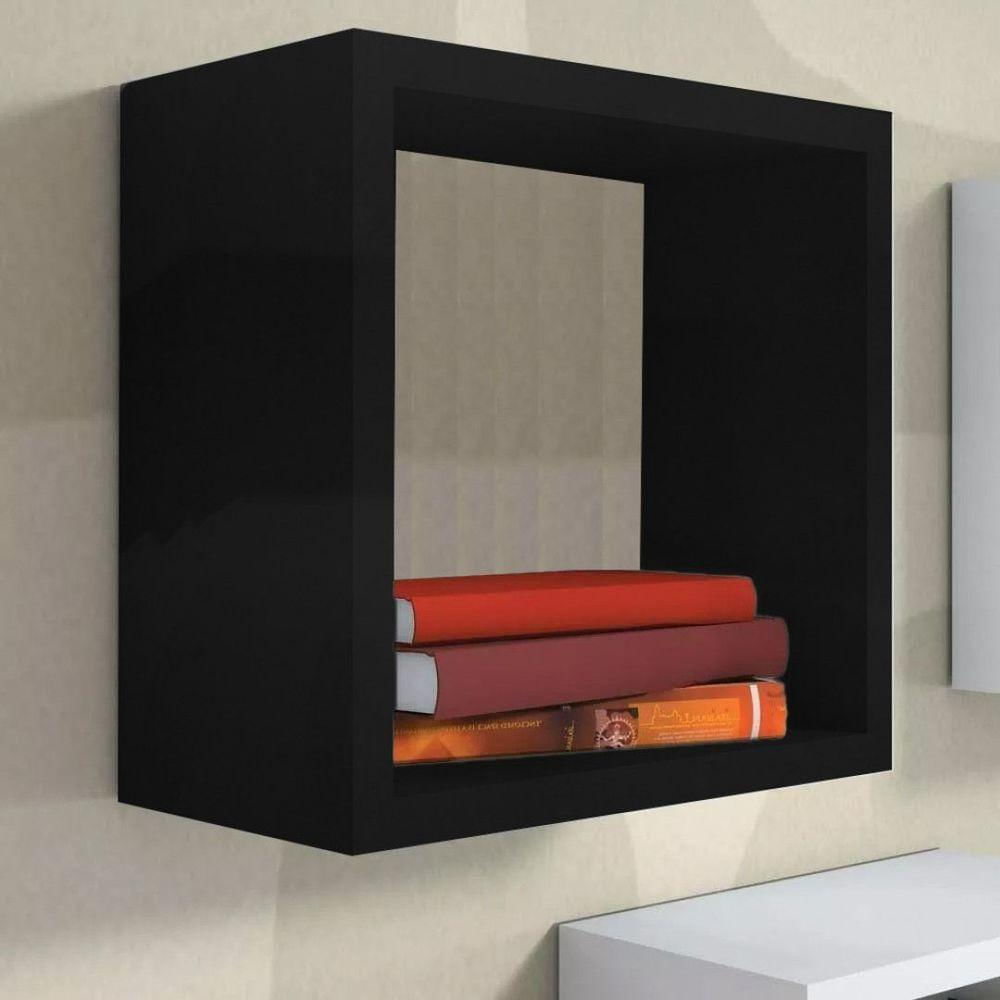 Kit 3 Nicho Decorativo 55x55x15 Cm Preto Em Mdf