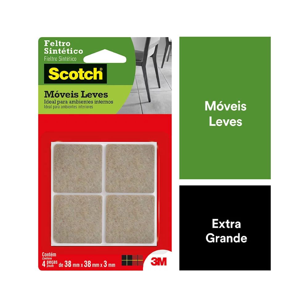 Feltro Adesivo 3M Scotch Quadrado G com 12 Marrom 0,5x10,3x18,2cm