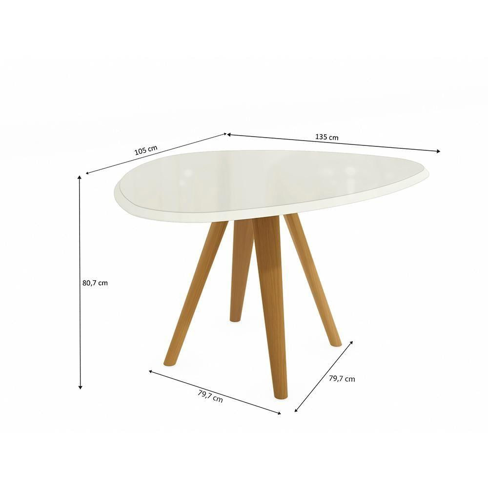 Mesa De Jantar Kappesberg Em Madeira Maciça Com Tampo De Vidro Off White 135cm