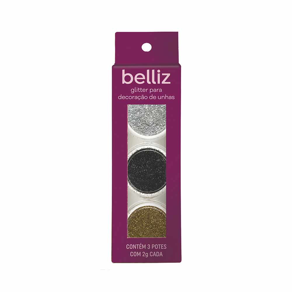 Glitter Belliz para Decoração de Unhas Classic