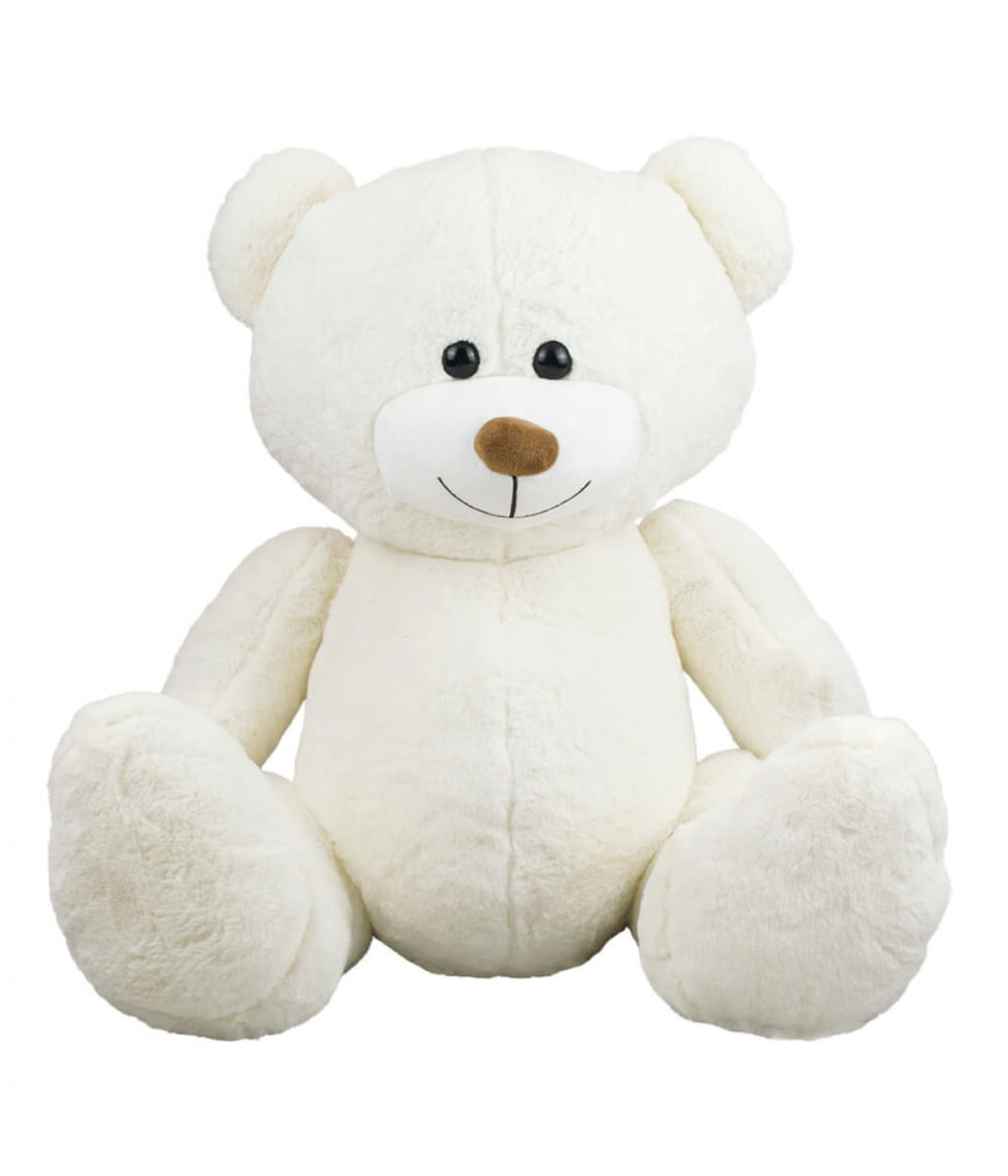 Urso Branco Sentado Sorriso 57cm - Pelúcia - Tudo em Caixa