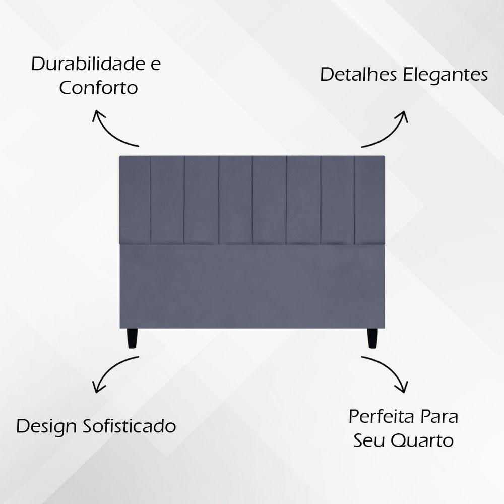 Cabeceira Decorativa Elen Para Cama Queen 160 Cm Suede Cinza Suede