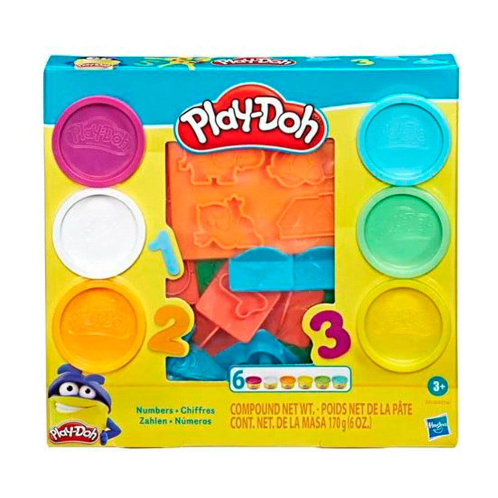 Massa de Modelar Playdoh Conjunto de Números com 6 Potes