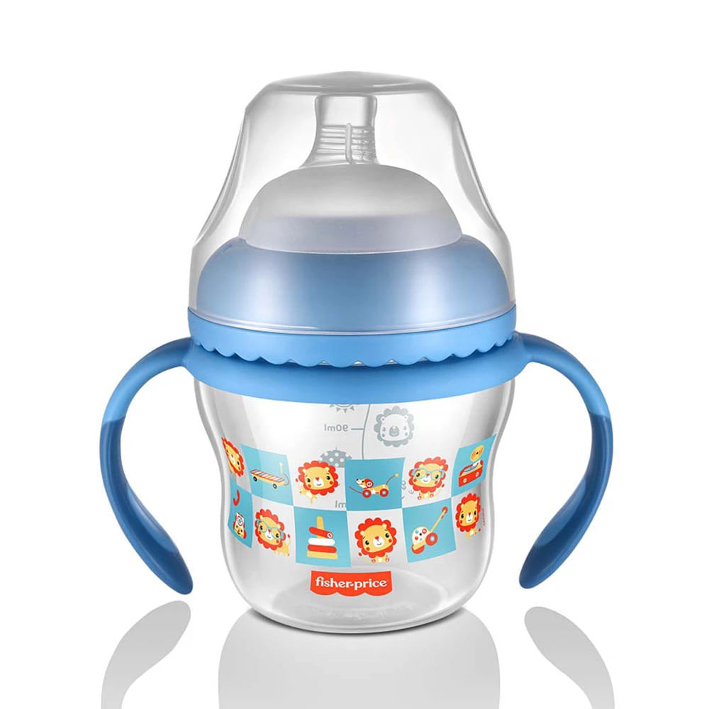 Copo para Treinamento Fisher Price First Moment com Bico Extra mais Alça Removível Azul 150ml