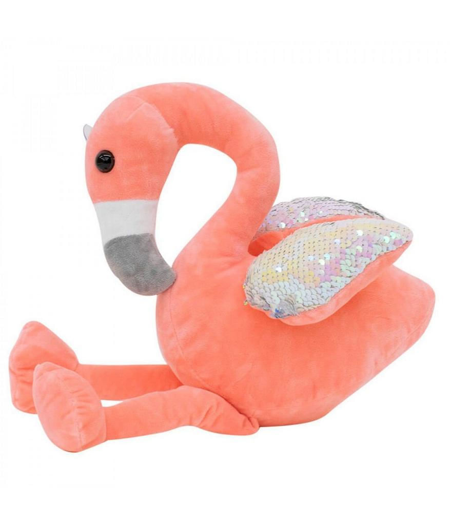 Pelúcia Flamingo Rosa Asas Lantejoulas 28cm