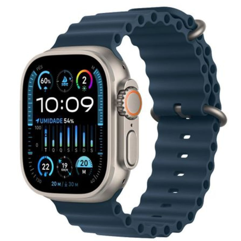 Apple Watch Ultra 2 (GPS + Cellular) 49 mm Caixa de Titânio com Pulseira Oceano Azul