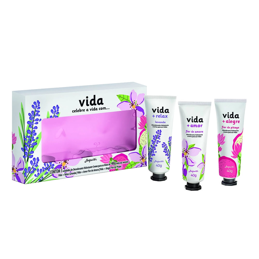 Estojo Jequiti Creme para as Mãos com 3 Fragrâncias Celebre a Vida