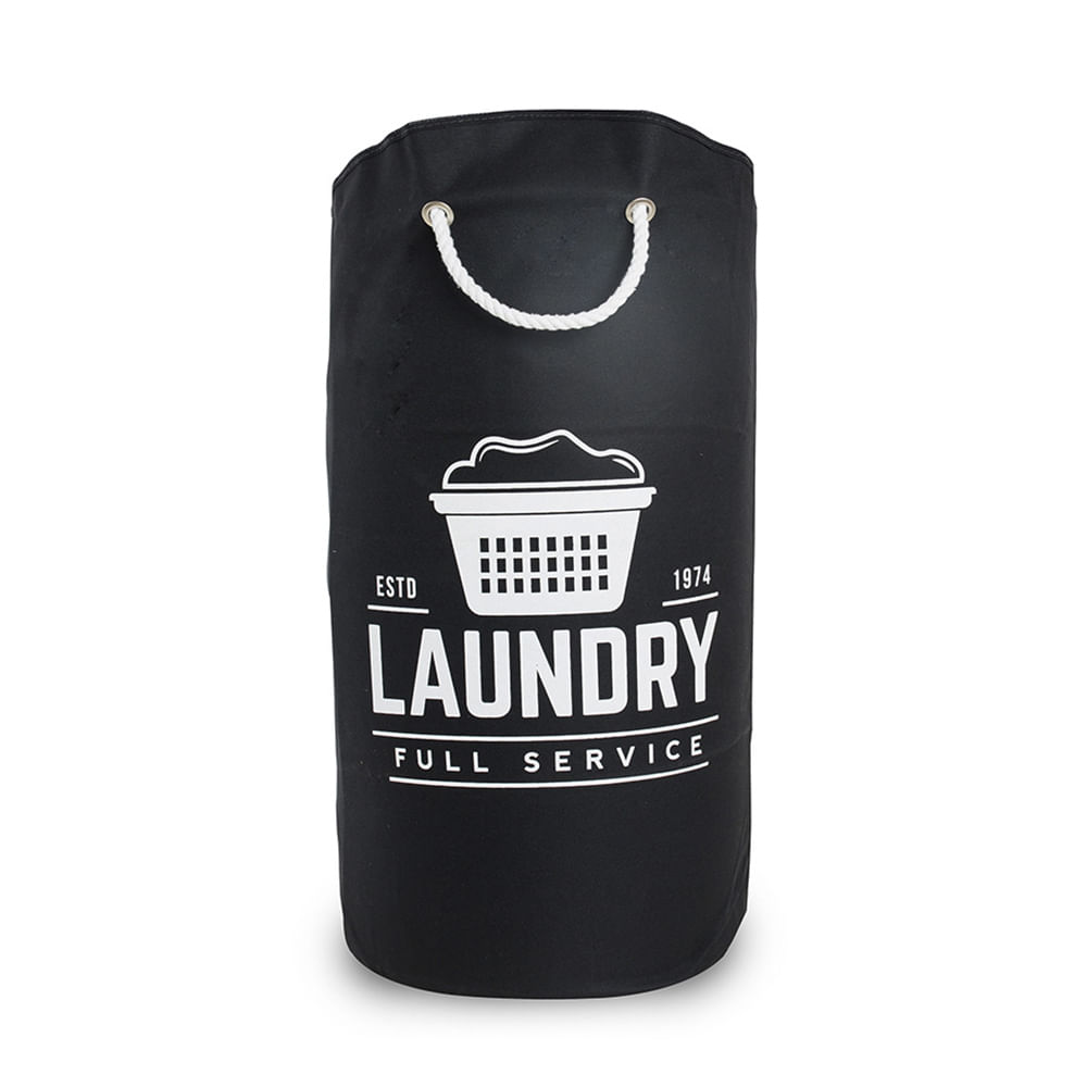 Cesto para Roupas Secalux Laundry Redondo com Alças Preto 25L