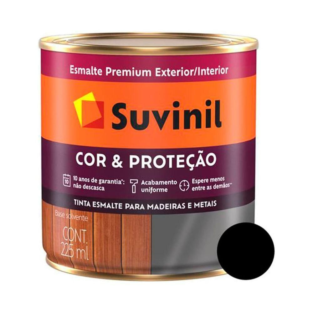 Tinta Esmalte Madeira Metal Preto Brilhante Suvinil 225ml