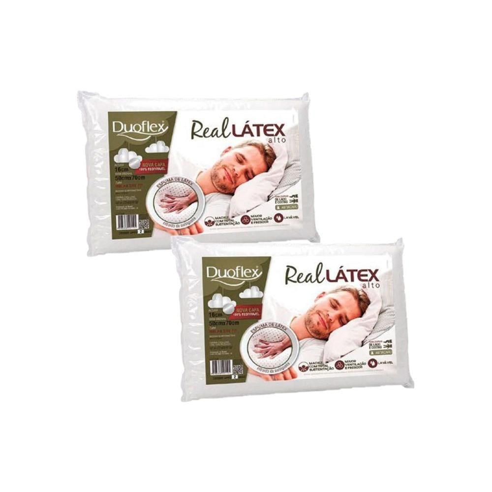 Travesseiro Látex Real Alto Ls1100 C/ Capa Dry Fresh Kit C/ 2 Un 50x70 - Duo