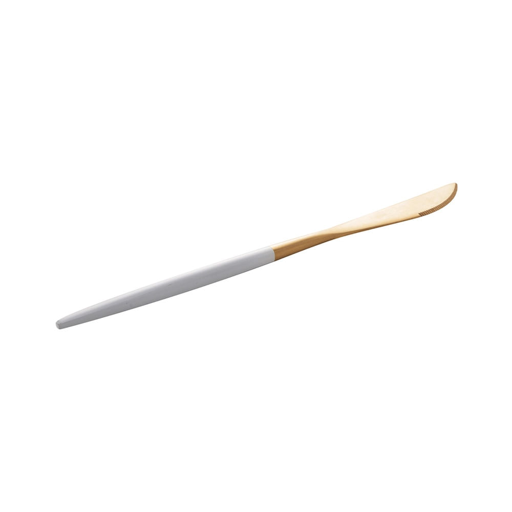 Faqueiro Kyoto Wolff em Inox Dourado com Cabo Branco 24 Peças