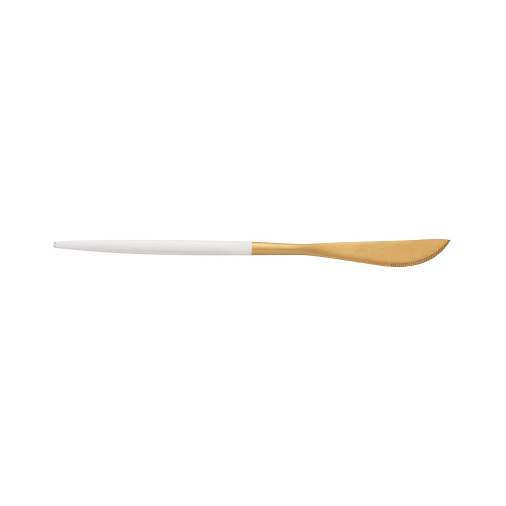 Faqueiro Kyoto Wolff em Inox Dourado com Cabo Branco 24 Peças