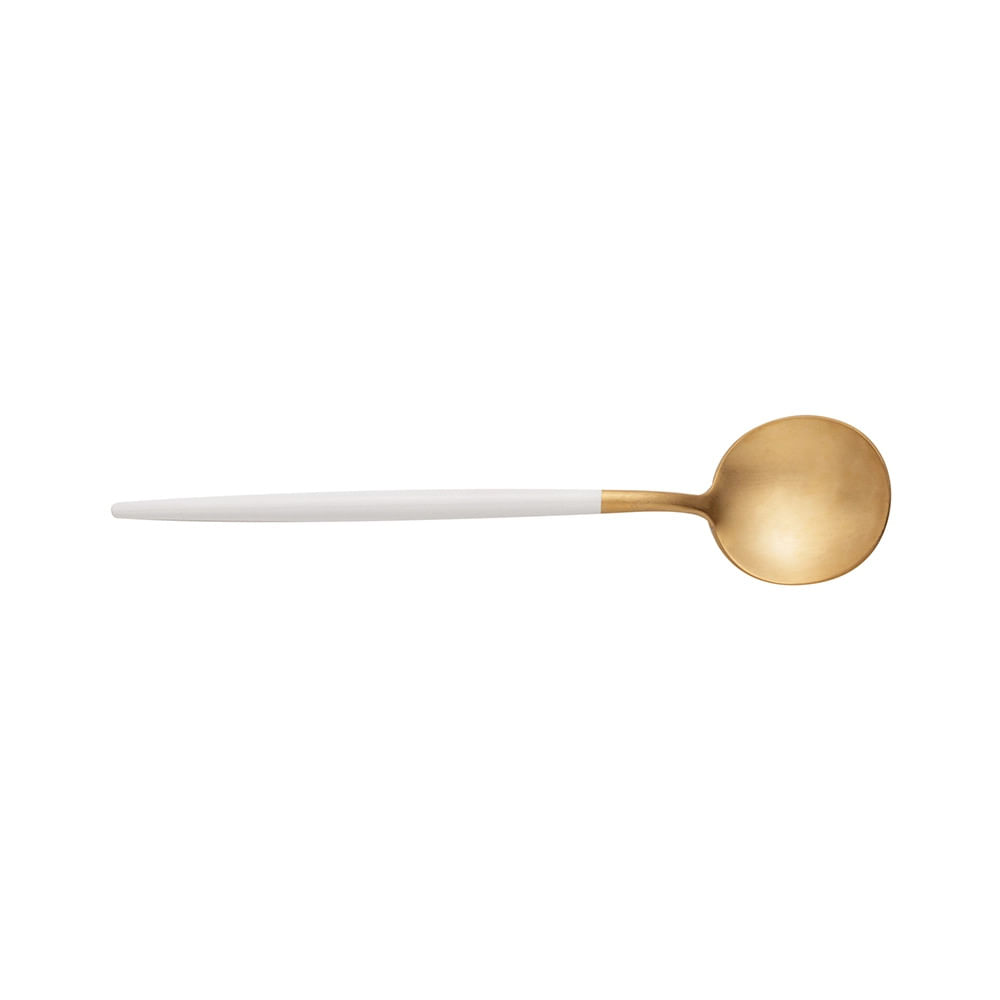Faqueiro Kyoto Wolff em Inox Dourado com Cabo Branco 24 Peças